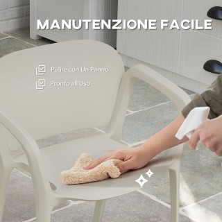 Outsunny Σετ 4 Στοιβαζόμενες Καρέκλες Κήπου από PP με Μοντέρνο Σχέδ...