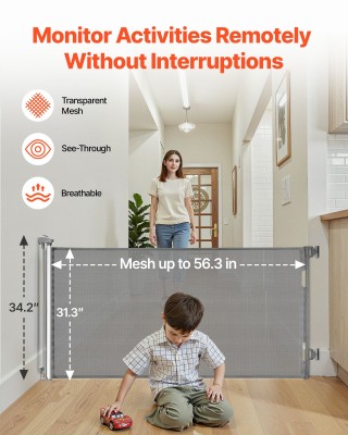 VEVOR Πτυσσόμενη Πύλη Ασφαλείας: Επεκτείνεται έως 1430 mm Πλάτος, 7...