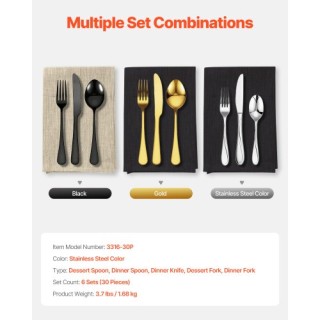 VEVOR Σετ Μαχαιροπίρουνα Ανοξείδωτο Ατσάλι 30 Τεμαχίων για 6 Άτομα ... VEVOR Σετ Μαχαιροπίρουνα Ανοξείδωτο Ατσάλι 30 Τεμαχίων για 6 Άτομα ...