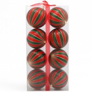 BAKAJI Σετ 8 Μπάλες Χριστουγεννιάτικου Δέντρου Κόκκινες και Πράσινε...