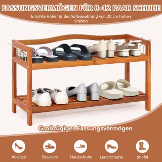 Costway Διπλό Ράφι Παπουτσιών από Μαόνι Akazienholz με Μεταλλικά Π... Costway Διπλό Ράφι Παπουτσιών από Μαόνι Akazienholz με Μεταλλικά Π...