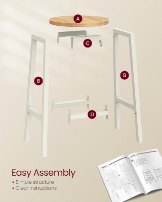 VASAGLE Σετ 2 τμχ  Μεταλλικά Σκαμπό 32x32x64cm με Υποπόδιο LBC032W09V1