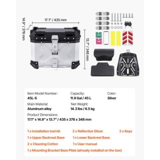 VEVOR Ανθεκτικό Αλουμινένιο Σακίδιο 45L με Δερμάτινη Επένδυση MTCJS...