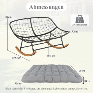 Υπερμεγέθης Κουνιστή Πολυθρόνα με Χοντρό Μαξιλάρι 110,5 x 150 x 81 ...