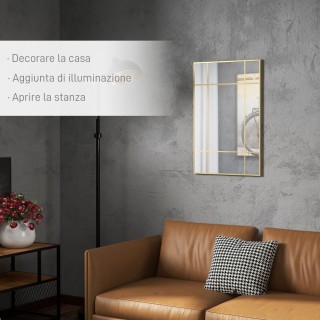 HOMCOM Καθρέφτης Τοίχου σε Στυλ Παράθυρου με Κάθετη και Οριζόντια Σ...