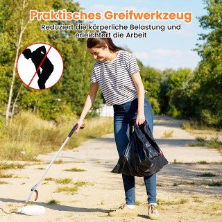 Costway Λαβή Κήπου & Συλλέκτης Σκουπιδιών από Αλουμίνιο Ασημί NP129...