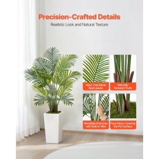 VEVOR 2 Τεχνητά Δέντρα Αρέκα σε Λευκή Γλάστρα, Εσωτερικού Χώρου RZR...