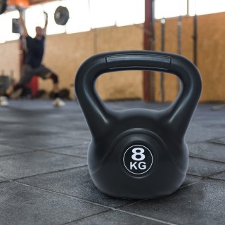 BAKAJI  Kettlebell 8 Kg από PVC με τσιμέντο, αντιολισθητική λαβή, β...