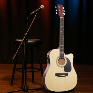 BAKAJI Ηλεκτροακουστική Κιθάρα 41 Φυσικό Ισοσταθμιστής Σετ Χορδές Π...