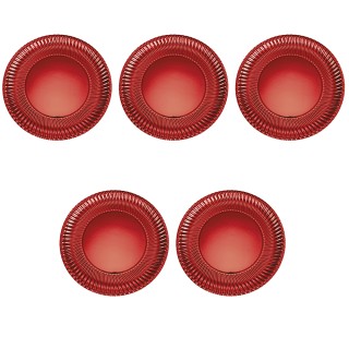 Galileo Πακέτο 5 Κόκκινων Χάρτινων Επίπεδων Πιάτων Μίας Χρήσης Sant...