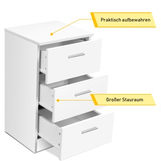 Costway Κομοδίνο με 3 Συρτάρια 38 x 67 x 35cm Λευκό/Μαύρο-Λευκό HW6...