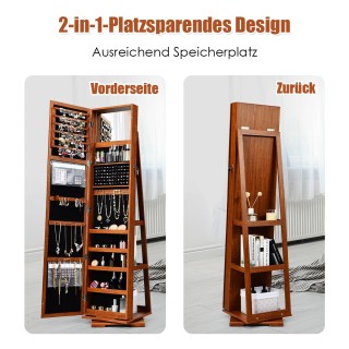 Costway  Περιστρεφόμενη Ντουλάπα Κοσμημάτων με Καθρέφτη και Κλειδαρ...