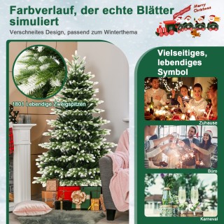 Costway Χριστουγεννιάτικο Τεχνητό Δέντρο 180εκ με Φωτισμό και Μεταλ...