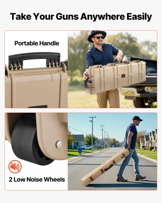 VEVOR Ανθεκτική Θήκη Όπλου με Τροχούς 1270 mm: Αδιάβροχη & Ανθεκτικ...