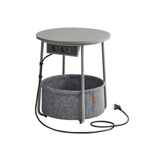 VASAGLE Στρογγυλό Τραπέζι με Φόρτιση και Καλάθι, Μοντέρνο, Γκρι&nbsp