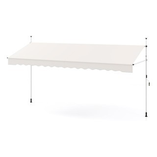 Costway Κάθετη Ρυθμιζόμενη Λευκή Τέντα Μπαλκονιού 400 cm Χωρίς Τρύπ...