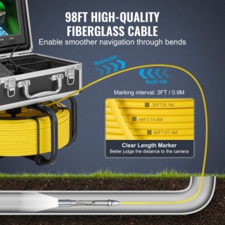 VEVOR  Αυτοεπιπεδούμενη Κάμερα Αποχέτευσης 30m με Εντοπιστή 512Hz J...