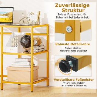 Costway Γραφείο Υπολογιστή με Επιφάνεια από Σκληρυμένο Γυαλί Χρυσό,... Costway Γραφείο Υπολογιστή με Επιφάνεια από Σκληρυμένο Γυαλί Χρυσό,...