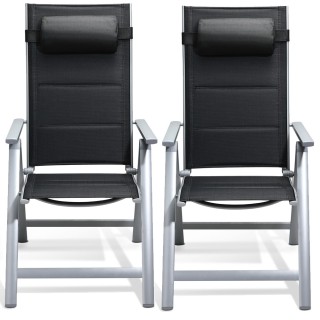 BAKAJI Σετ 2 Καρέκλες Κήπου Αλουμινίου Υψηλής Πλάτης Επιπλέον Επένδ...