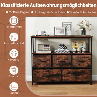 Costway Κομόντα με 2 Ανοιχτά Ράφια, 5 Συρτάρια & Ανθεκτικό Μεταλλικ... Costway Κομόντα με 2 Ανοιχτά Ράφια, 5 Συρτάρια & Ανθεκτικό Μεταλλικ...