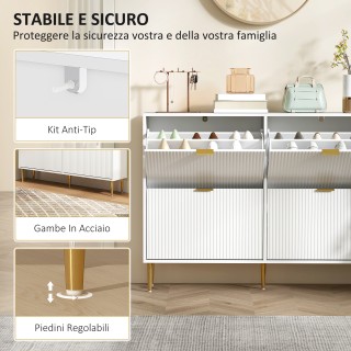 HOMCOM Συρταριέρα Slim για 20 Ζευγάρια Παπουτσιών με 4 Αναδιπλούμεν...