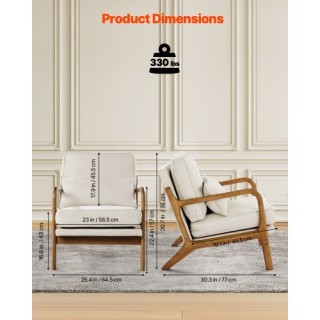 VEVOR Καρέκλα Δαπέδου Mid-Century Modern με λινό ύφασμα και μαξιλάρ...