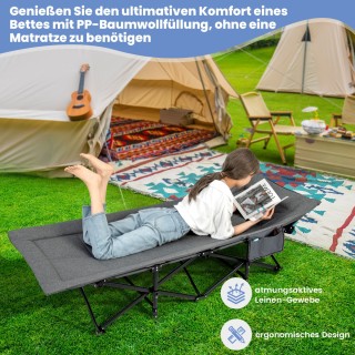 Costway  Σταθερή Πτυσσόμενη Κατασκηνωτική Ξαπλώστρα με Άνετο Μαξιλά...