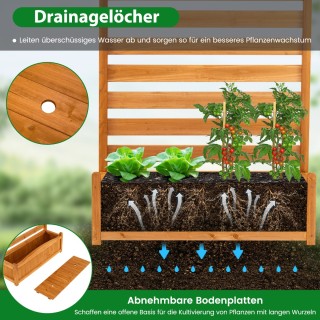 Costway Διακοσμητική Ξύλινη Ζαρντινιέρα με  Τρύπες Αποστράγγισης & ...