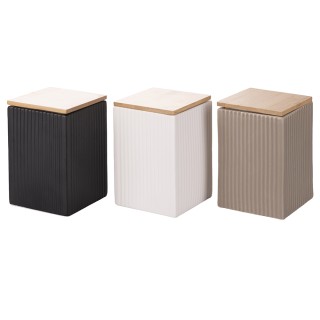 Villa DEste  Σετ 3 βάζα 1080 ml από γκρες με καπάκι από μπαμπού Mod...