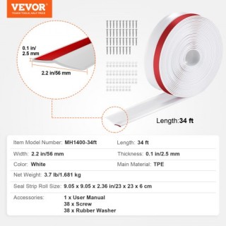 VEVOR Σφραγιστική Ταινία Πόρτας Γκαράζ 34 FT - Καθολική Αντίσταση Κ... VEVOR Σφραγιστική Ταινία Πόρτας Γκαράζ 34 FT - Καθολική Αντίσταση Κ...