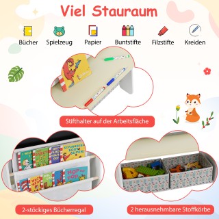 Costway  Παιδικό Καβαλέτο με Καρεκλάκι Πίνακας με Ράφι & Μαγνητικό ...