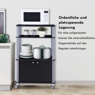 Costway Τρόλεϊ Κουζίνας με 3 Ράφια και Ντουλάπι από Μέταλλο και Ξύλ... Costway Τρόλεϊ Κουζίνας με 3 Ράφια και Ντουλάπι από Μέταλλο και Ξύλ...