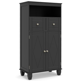 Costway Οργανωτής Αποθήκευσης Μπάνιου με Πόρτες σε Μαύρο Χρώμα JV12...