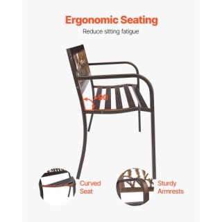 VEVOR Μεταλλικός Πάγκος Βεράντας 127 εκ. με Πλάτη PVC για Βεράντα G...