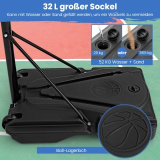 Costway  Ανθεκτικό Σύστημα Μπάσκετ Παντός Καιρού με Ρυθμιζόμενο Ύψο...