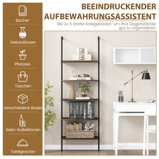 Costway Ράφι Σκάλας Τοίχου με Χρυσό Πλαίσιο και 5 Ράφια για Αποθήκε... Costway Ράφι Σκάλας Τοίχου με Χρυσό Πλαίσιο και 5 Ράφια για Αποθήκε...