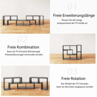 Costway Τρισδιάστατο Ξύλινο Έπιπλο Τηλεόρασης έως 65 σε Γκρι Χρώμα ...