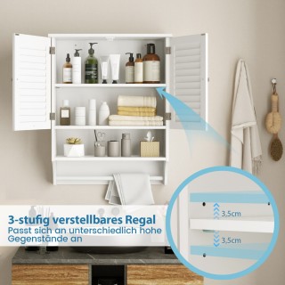 Costway Κρεμαστό Φαρμακείο με 2 Πόρτες Λαμέλας 58 x 22 x 75 cm Λευκ... Costway Κρεμαστό Φαρμακείο με 2 Πόρτες Λαμέλας 58 x 22 x 75 cm Λευκ...