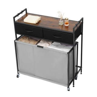 VEVOR Τρόλεϊ Ρούχων με Διαχωριστές, Συρτάρια, Γάντζους και Ρόδες XY...