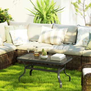 Outsunny Ορθογώνιο Εξωτερικό Τραπέζι από Μαύρο Μέταλλο με Επιφάνεια... Outsunny Ορθογώνιο Εξωτερικό Τραπέζι από Μαύρο Μέταλλο με Επιφάνεια...