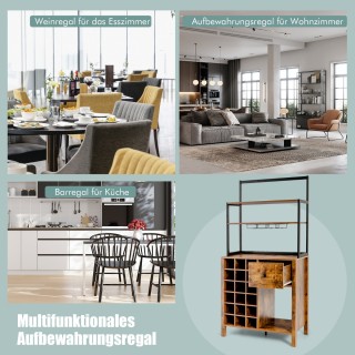 Πολυλειτουργικό Ράφι Κουζίνας 74 x 40 x 160 cm με Χώρο για Κρασιά κ...