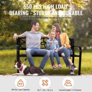 VEVOR  Μεταλλικό Παγκάκι 50, 550 lbs, με Πλάτη & Μπράτσα για Κήπο/Π...