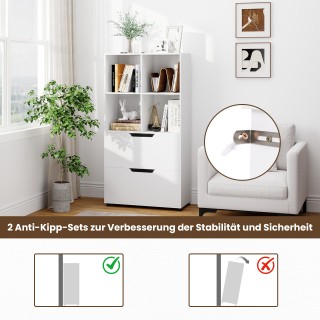 Costway Βιβλιοθήκη με 4 Κυβικούς Χώρους και 2 Συρτάρια  130 x 70 x ...