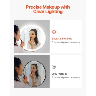 VEVOR Καθρέφτης Μπάνιου LED με 3 Χρώματα και Αντιθαμβωτική Λειτουργ... VEVOR Καθρέφτης Μπάνιου LED με 3 Χρώματα και Αντιθαμβωτική Λειτουργ...