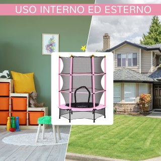 HOMCOM  Τραμπολίνο για Παιδιά με Δίχτυ Ασφαλείας και Επενδυμένους Σ...