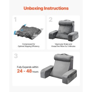 VEVOR Μαξιλάρι Στήριξης Πλάτης με Αφαιρούμενο Προσκέφαλο και 3 Τσέπ...