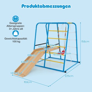 Costway 6 σε 1 Παιδική Παιδική Χαρά με Κούνια, Τσουλήθρα, , Σκάλα Α...