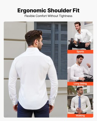 VEVOR Ανδρικό Πουκάμισο Slim Fit, Λευκό, Μέγεθος M, 77 x 113 εκ. NK...