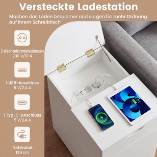 Costway Λευκό Ξύλινο Κομοδίνο με Ενσωματωμένο Σταθμό Φόρτισης και Ρ... Costway Λευκό Ξύλινο Κομοδίνο με Ενσωματωμένο Σταθμό Φόρτισης και Ρ...