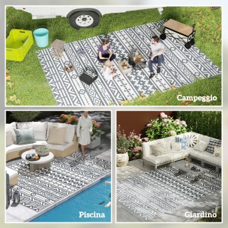 Outsunny Αναστρέψιμο Εξωτερικό Χαλί με Γεωμετρικό Σχέδιο και Συμπερ...